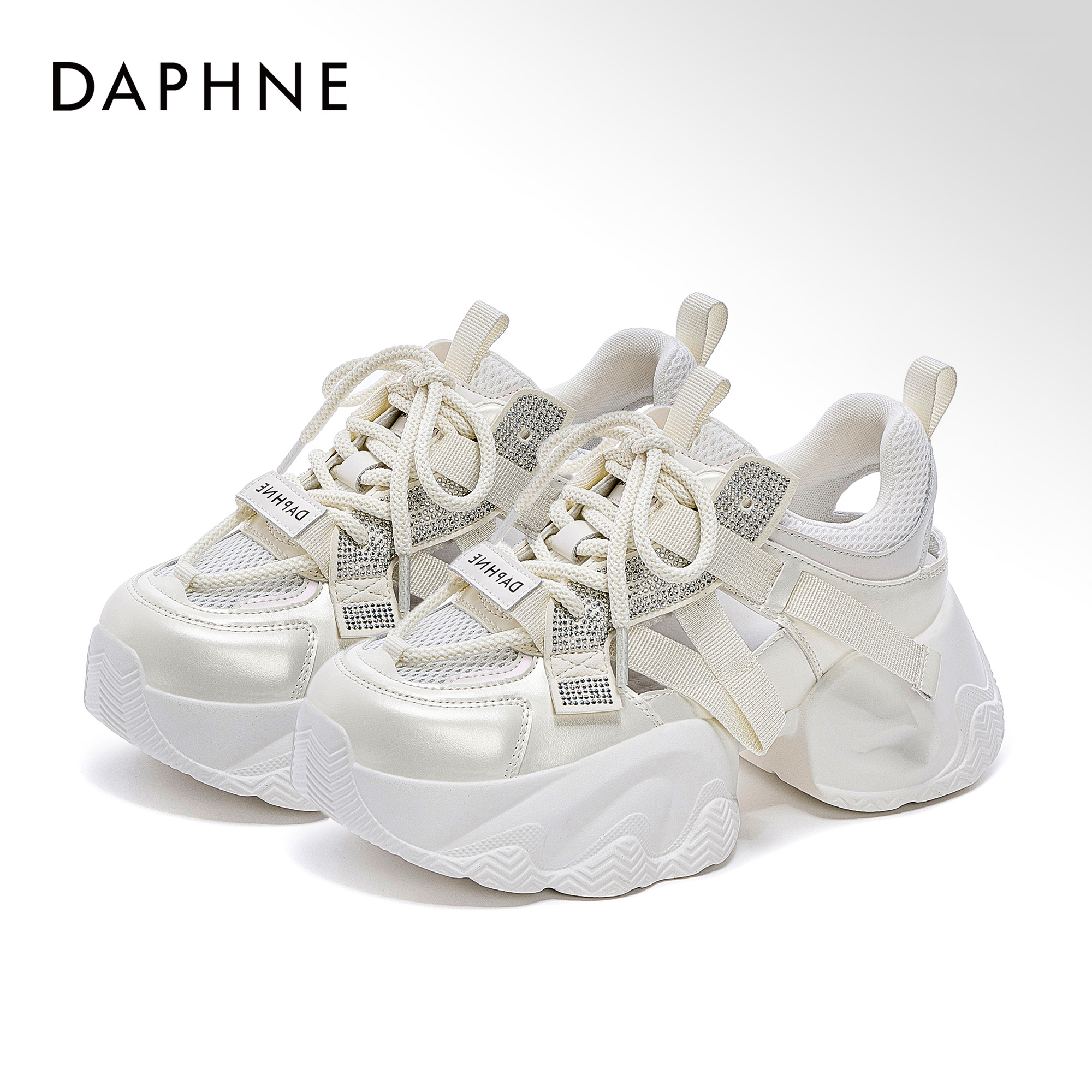 达芙妮厚底老爹鞋女2026新款夏季镂空透气不累脚舒适时尚休闲鞋S 主图