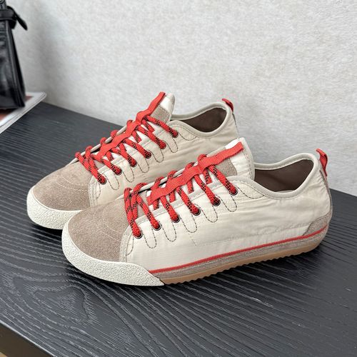 复古真皮软底休闲板鞋女2026春季新款圆头系带拼色百搭时尚帆布鞋主图