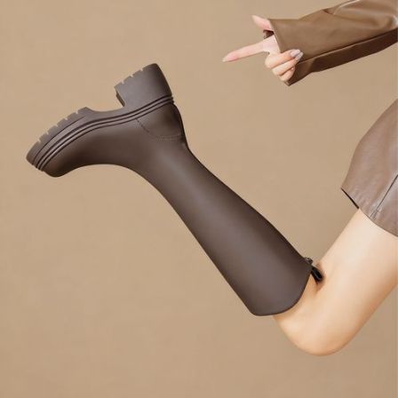 软糖靴厚底长筒靴女靴骑士靴秋冬时装靴美拉德风靴子女靴高筒靴