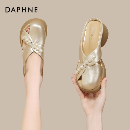 达芙妮厚底包头半拖鞋女2026新款夏外穿松糕鞋一脚蹬懒人凉拖鞋S