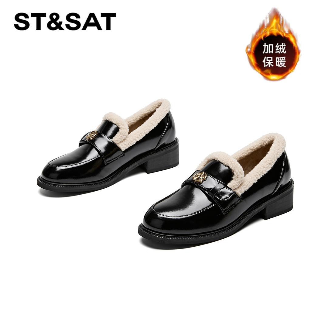 St&Sat/星期六增高加绒乐福鞋2025秋冬季新款英伦风时尚舒适百搭主图