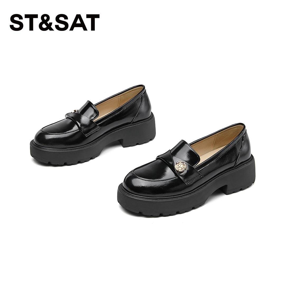 St&Sat/星期六厚底增高乐福鞋女2025春夏新款时尚舒适百搭皮鞋女主图
