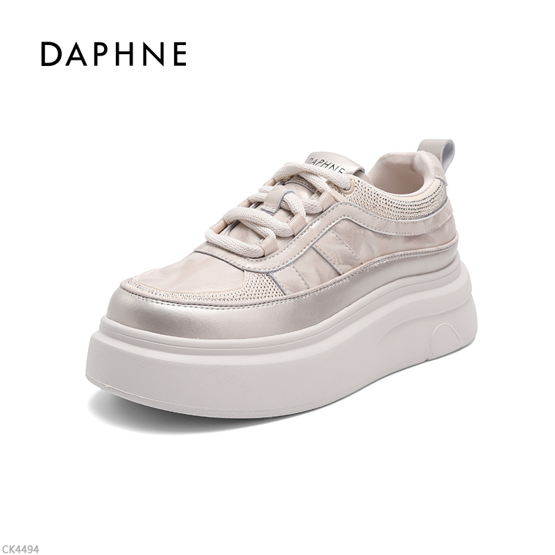 达芙妮新款2025单鞋时尚休闲秋季系带舒适运动厚底增高小白鞋女LL主图