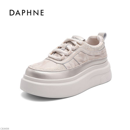 达芙妮新款2025单鞋时尚休闲秋季系带舒适运动厚底增高小白鞋女LL