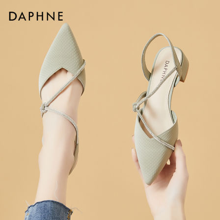 达芙妮高级感包头单鞋女款2026新款夏季时装尖头粗跟配裙子凉鞋S 