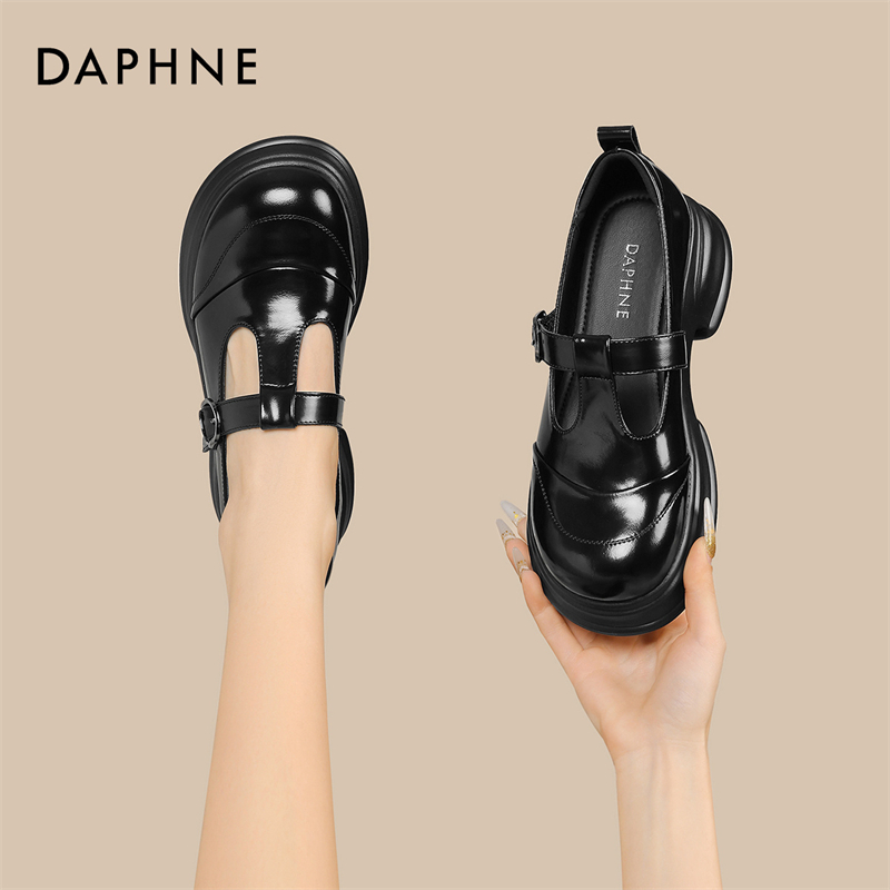 达芙妮春季新款英伦风乐福鞋女复古厚底小皮鞋一字扣玛丽珍单鞋S 主图