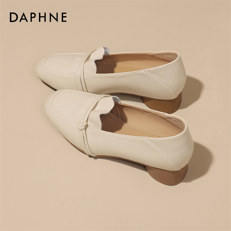 达芙妮法式乐福鞋女款2026春夏季新款配裙子一脚蹬粗跟浅口单鞋S 主图