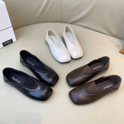 广州欧货【华丽】早春真皮简约3cm日系玛丽珍软底乐福鞋6318-1主图