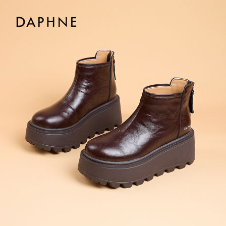 达芙妮胖mm粗腿靴2026新款冬季短靴加绒休闲运动雪地靴厚底靴子S 