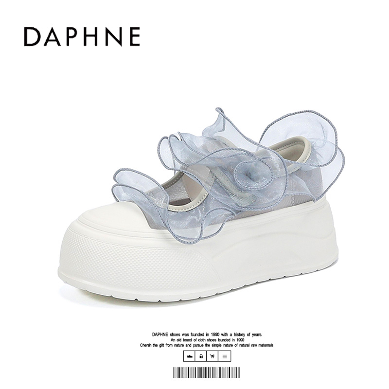 达芙妮时尚魔术贴玛丽珍鞋女2026夏季新款蕾丝配裙子百搭休闲鞋S 主图