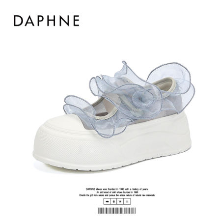 达芙妮时尚魔术贴玛丽珍鞋女2026夏季新款蕾丝配裙子百搭休闲鞋S 