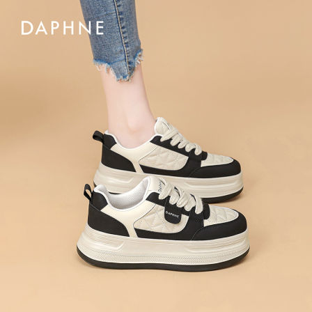 达芙妮熊猫鞋女2026春秋季新款时尚百搭板鞋厚底增高休闲小白鞋S