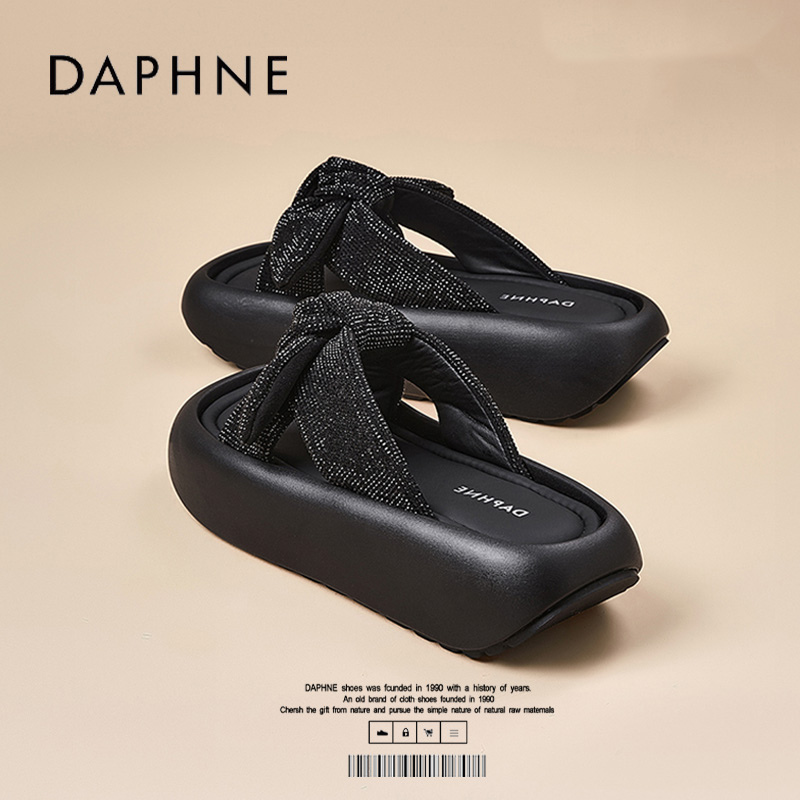 达芙妮2026夏季新款超火厚底绝美凉拖鞋女外穿时尚休闲一字拖鞋S 主图