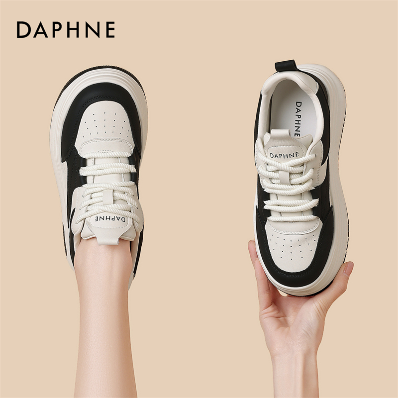 达芙妮厚底百搭小白鞋女生春季2026新款增高休闲板鞋原创运动鞋S主图
