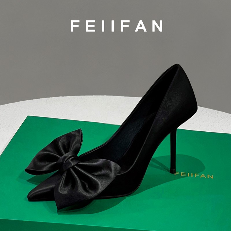 黑色高跟鞋2025春秋季新款细跟小众气质百搭尖头单鞋女7843主图