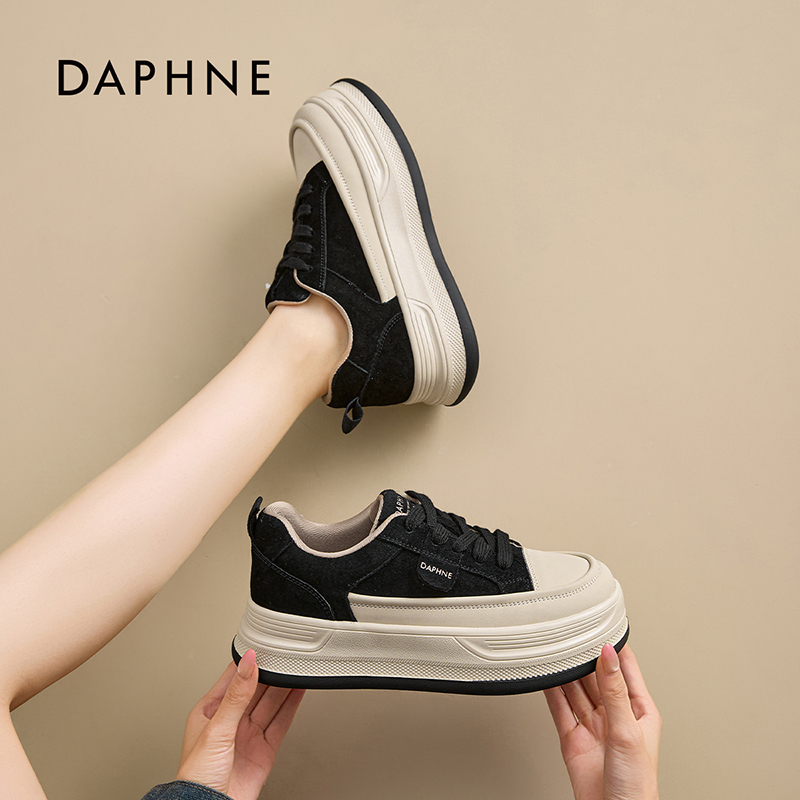 达芙妮2025爆款秋冬季百塔保暖板鞋时尚休闲鞋增高款女LL主图