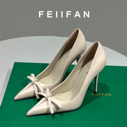 白色高跟鞋2025春秋季新款细跟轻奢气质百搭尖头单鞋女3969