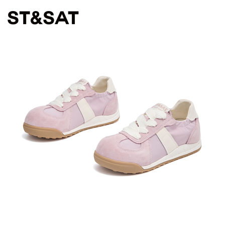 St&Sat/星期六冰丝软面德训鞋女2025春新款小清新平底百搭阿甘鞋