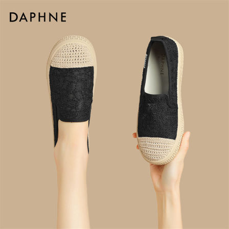 达芙妮渔夫鞋女2026新款夏季薄款透气网面布鞋懒人一脚蹬休闲鞋S 