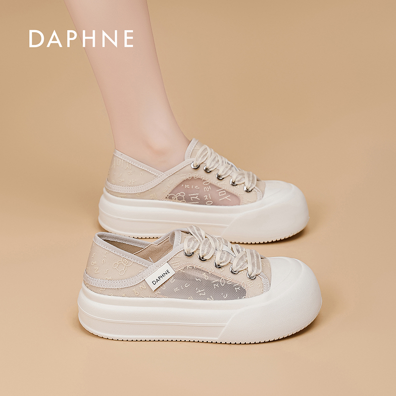 达芙妮新中式国风板鞋女2026春季新款小众不撞款网纱透气休闲鞋S 主图