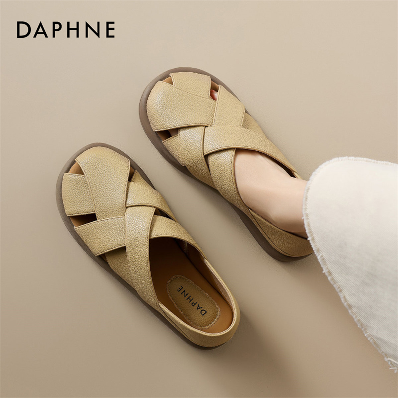 达芙妮包头凉鞋女士2026新款夏季镂空猪笼单鞋一脚罗马沙滩凉拖S主图