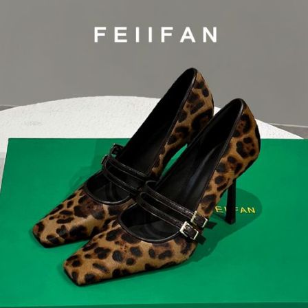 【现货】豹纹高跟鞋2026春秋新款细跟高级感气质绝美方头单鞋女3018