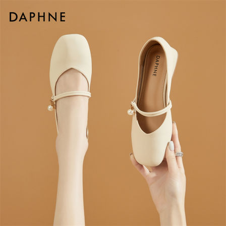 达芙妮温柔法式玛丽珍女鞋一字带珍珠小皮鞋高端上档次超火单鞋S 