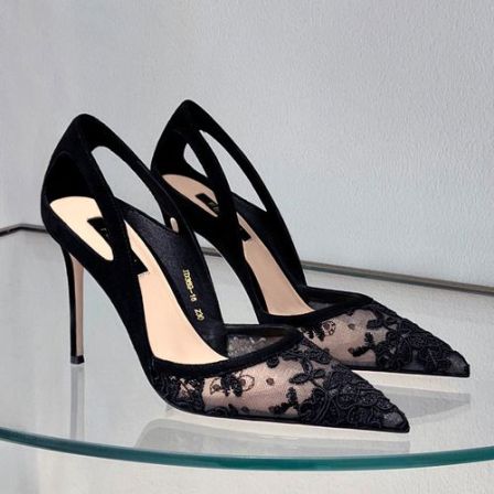 黑色高跟鞋2025春秋新款镂空尖头细跟气质百搭单鞋女7605