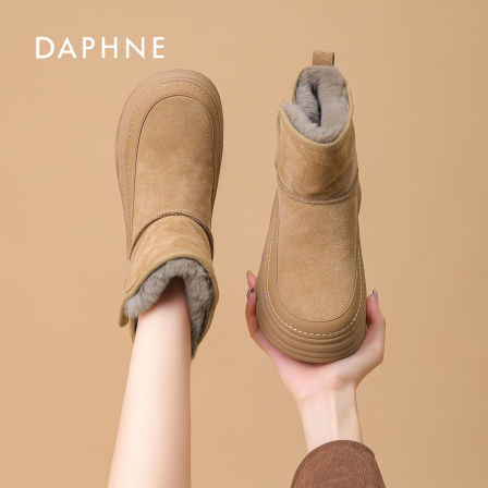 达芙妮马丁靴2026高级感靴子保暖加绒加厚棉鞋厚底百搭休闲靴子S 