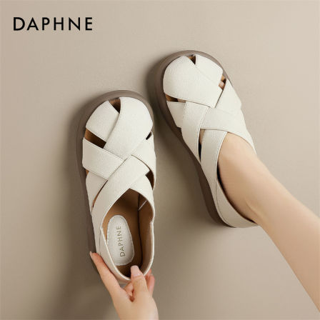 达芙妮包头凉鞋女士2026新款夏季镂空猪笼单鞋一脚罗马沙滩凉拖S