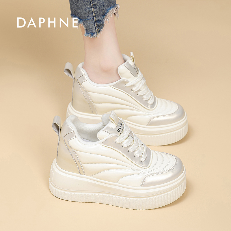 达芙妮新款不累脚厚底松糕鞋增高10cm时尚小个子超火软底休闲鞋S 主图