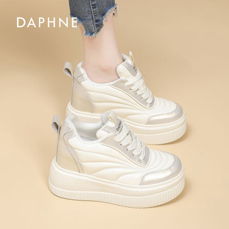 达芙妮新款不累脚厚底松糕鞋增高10cm时尚小个子超火软底休闲鞋S 