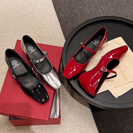 5cm法式浅口小皮鞋女真皮玛丽珍鞋2026年新款春季方头内增高单鞋