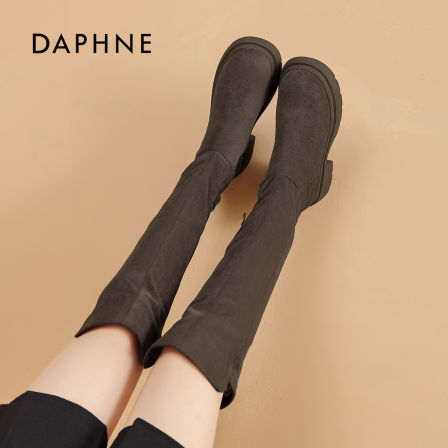 达芙妮过膝长靴2026新款网红厚底女靴小个子长筒靴弹力靴瘦瘦靴S 