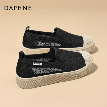 达芙妮渔夫鞋女款2026新款夏季薄款透气网面一脚蹬配阔腿裤单鞋S 