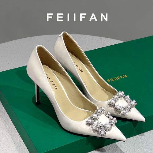 【现货】白色高跟鞋2025春秋季新款细跟轻奢气质百搭尖头单鞋女7800主图