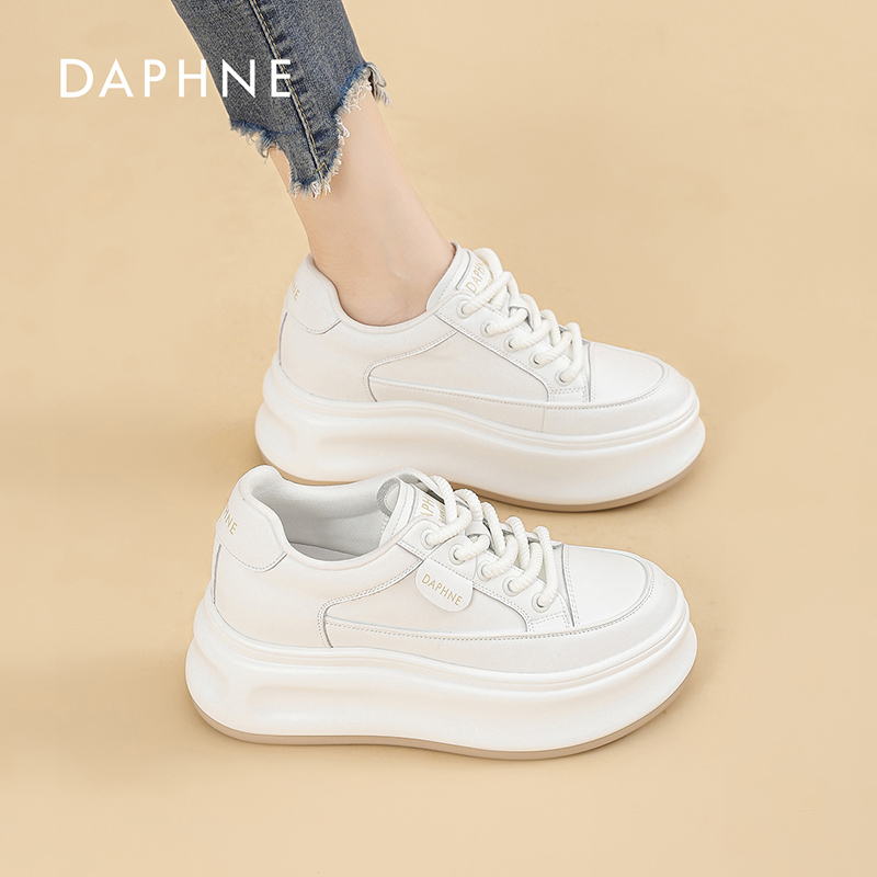 达芙妮2026新款厚底真皮小白鞋板鞋女秋季透气时尚百搭休闲女鞋LL主图