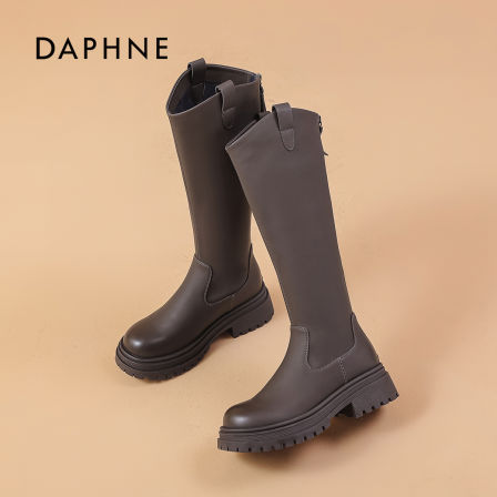 达芙妮厚底骑士靴女秋冬季新款百搭舒适增高显瘦英伦风时装靴女S 