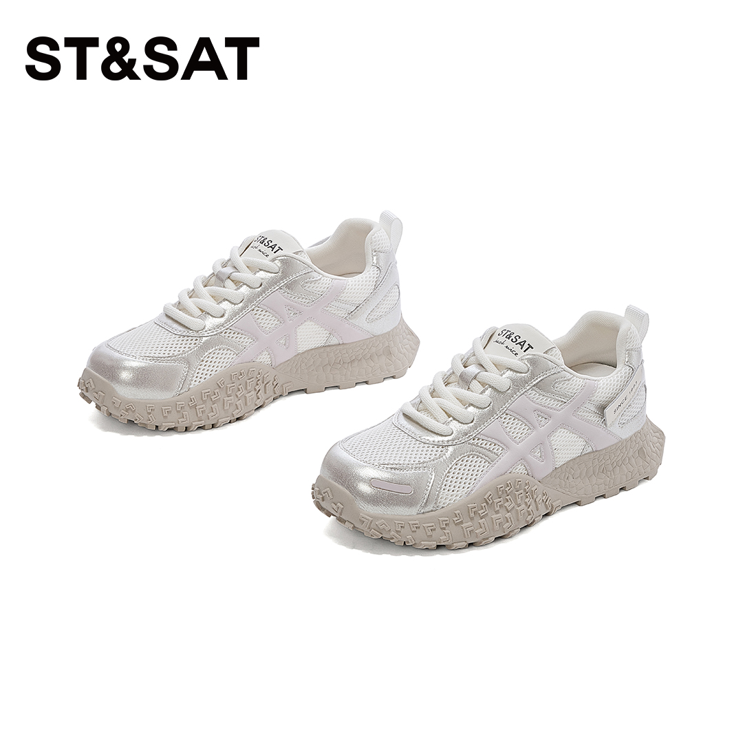 St&Sat/星期六2025年新款休闲鞋厚底透气时尚网面轻便百搭老爹鞋主图