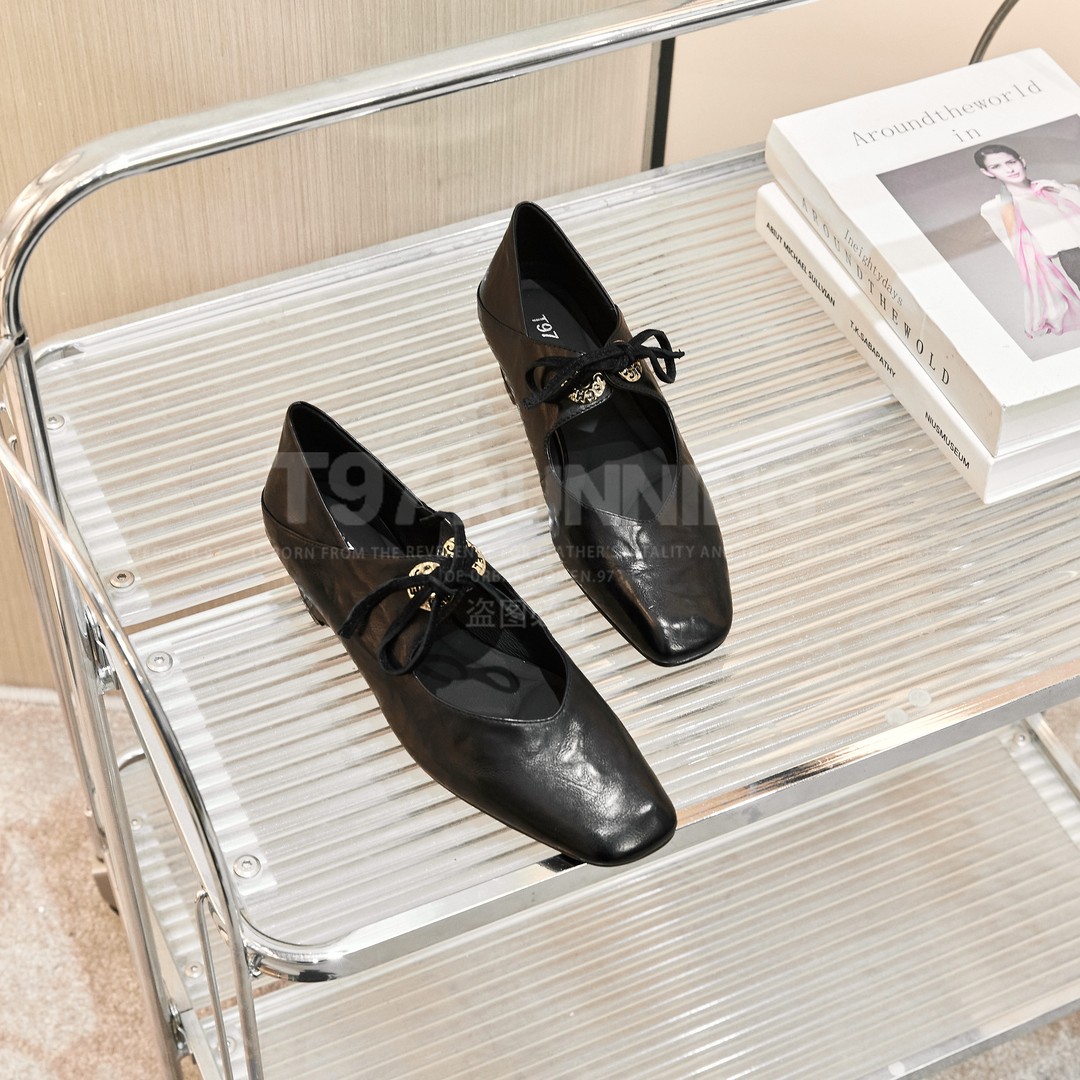 2026早春新款简约气质粗跟真皮百搭系带舒适单鞋女G3395主图