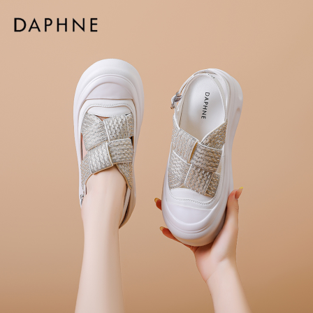 达芙妮官方正品时装凉鞋2026新款镂空透气后绑带时尚百搭休闲鞋S 