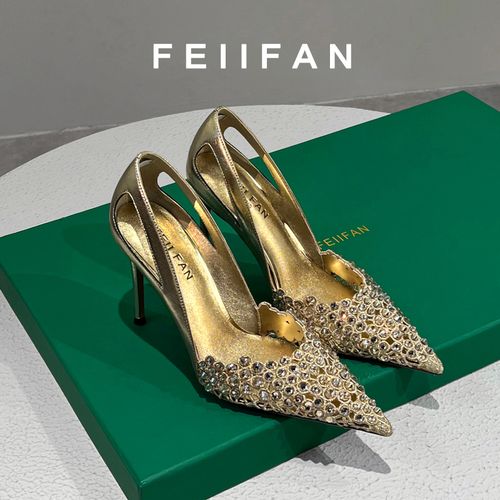 高跟鞋女2025春秋新款细跟高级感绝美水钻气质百搭单鞋3718主图