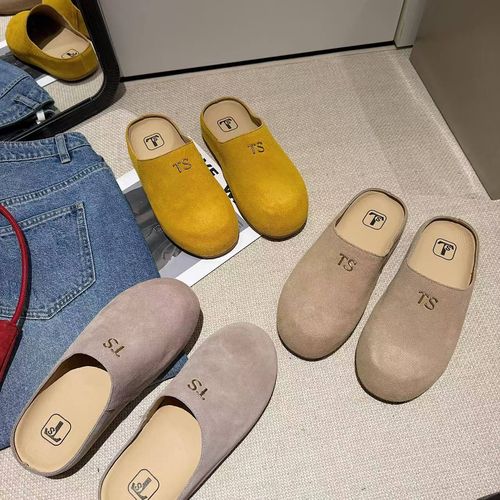TS单鞋2025春季新款复古文艺风一脚蹬勃肯鞋懒人包头半拖鞋女外穿主图