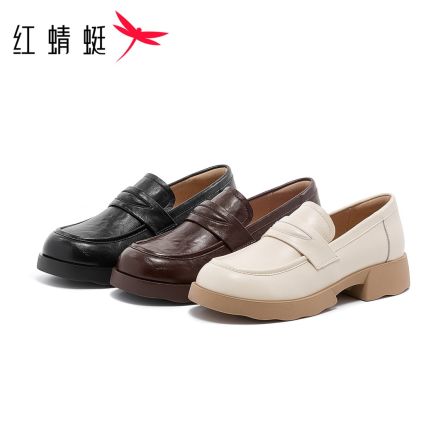 红蜻蜓厚底乐福鞋2026春季新款女式学院风休闲通勤百搭浅口单鞋