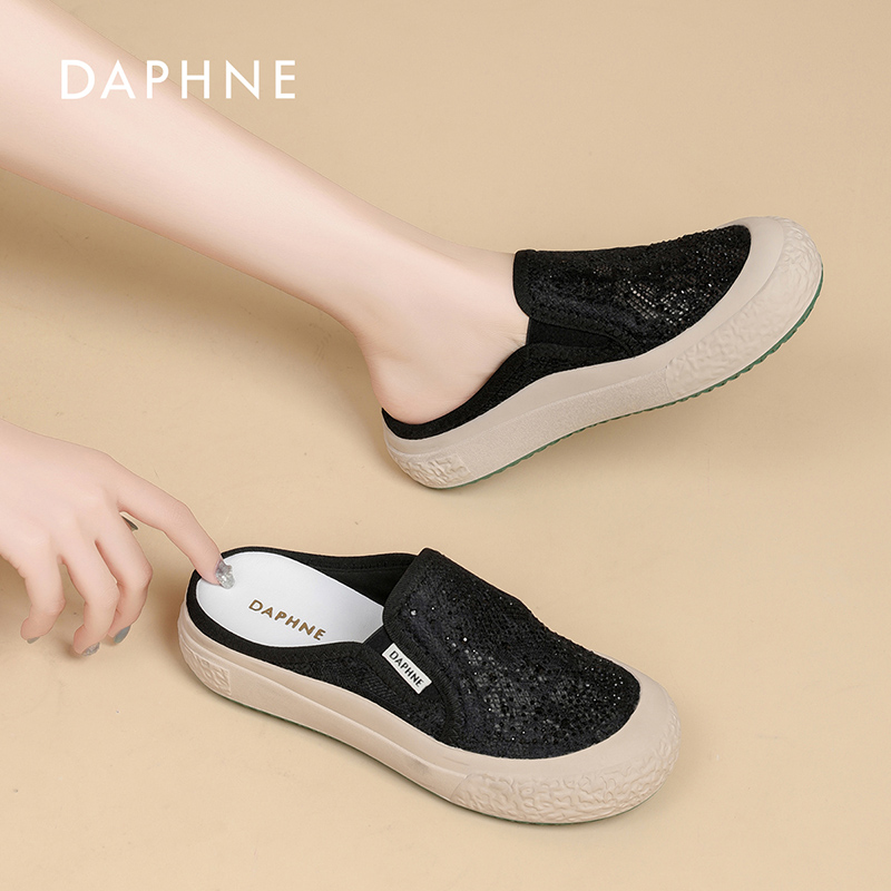 达芙妮复古个性渔夫鞋女款2026春夏季新款厚底透气休闲包头拖鞋S 主图