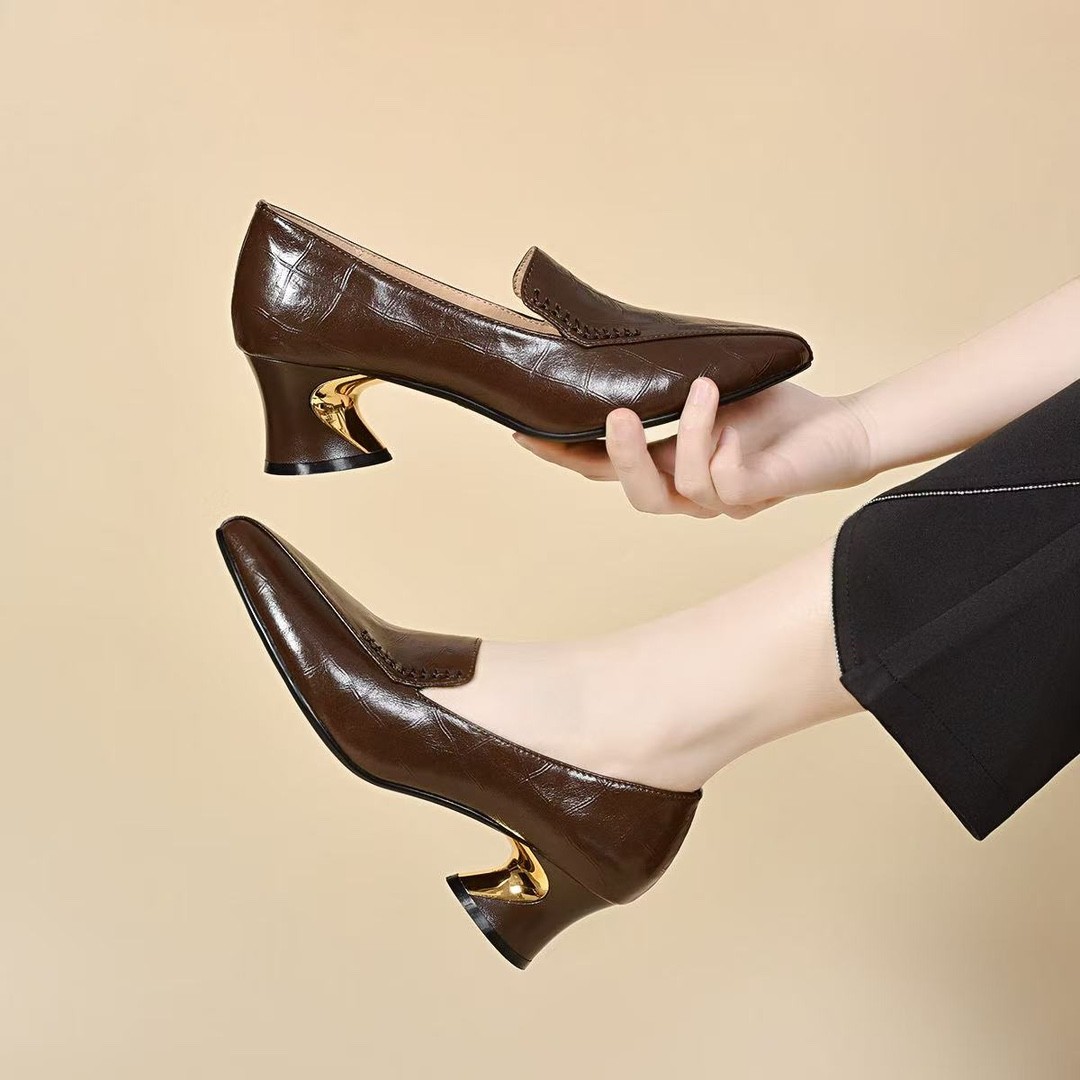 2026新款高跟尖头单鞋舒适百搭英伦风中跟洋气女鞋qye8238主图