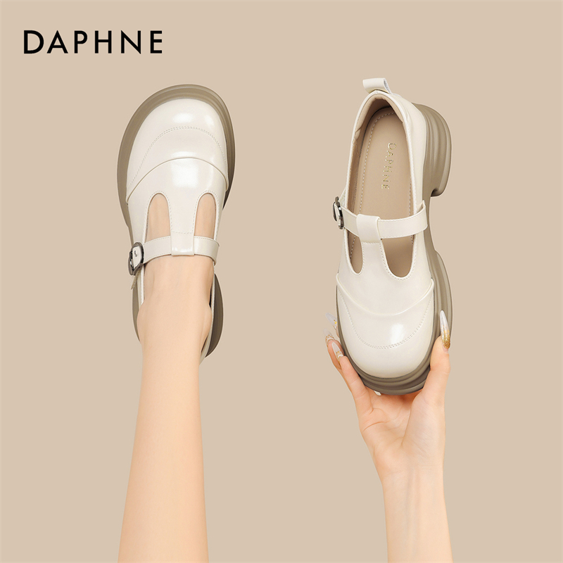 达芙妮玛丽珍jk乐福鞋女2026春季新款法式T型带厚底魔术贴单鞋S  主图