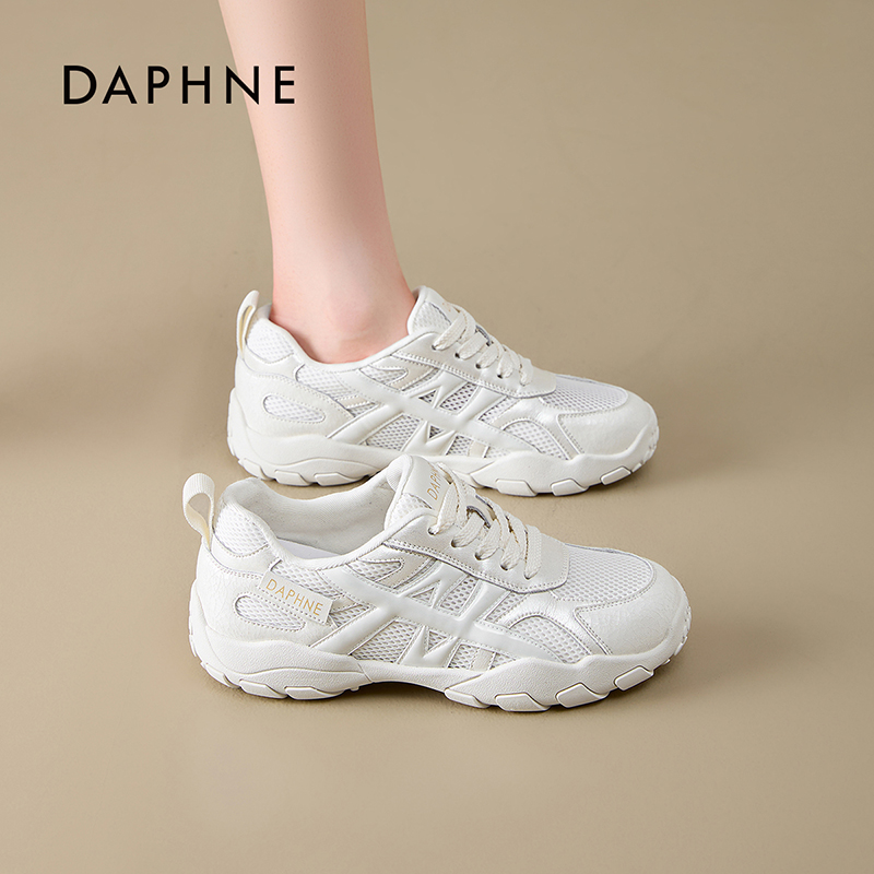 达芙妮厚底网面休闲鞋2026夏新款透气轻便小白鞋芭蕾阿甘德训鞋S主图