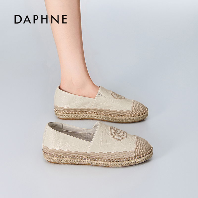 达芙妮官方正品渔夫鞋2026夏季新款复古编织一脚蹬休闲浅口单鞋S 主图