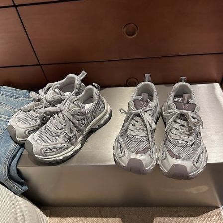 TS春季新款网面透气圆头女鞋复古老爹时尚休闲低帮阿甘运动鞋女